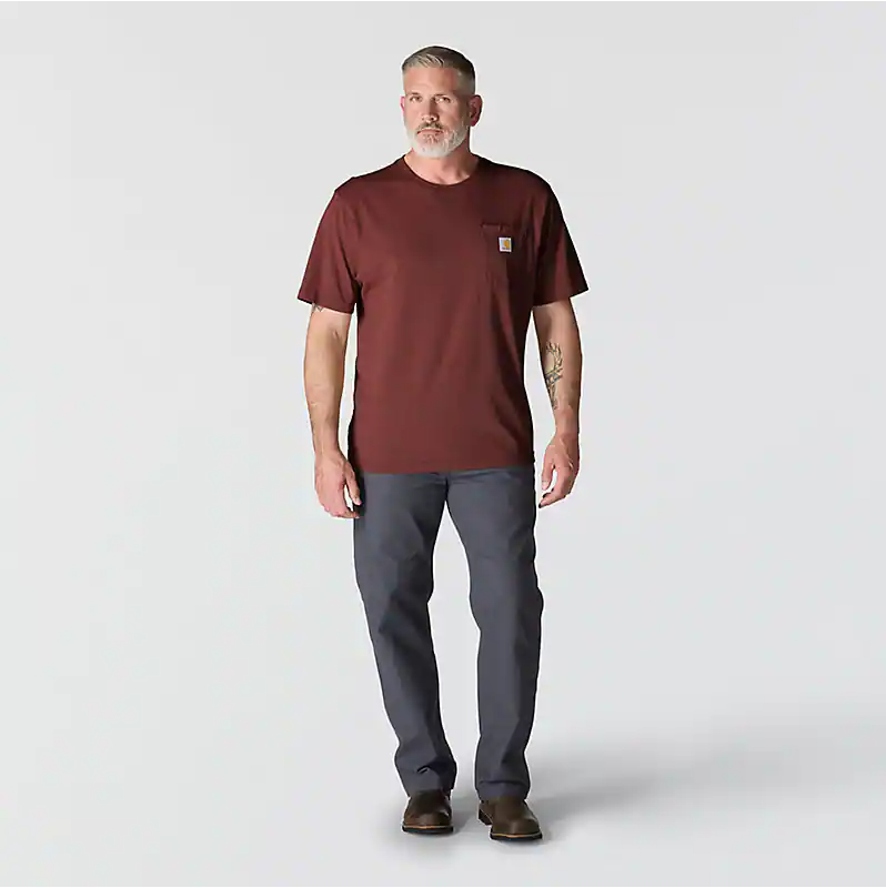 K87 - Loose Fit Heavyweight Pocket Tee- Dark Spice Red