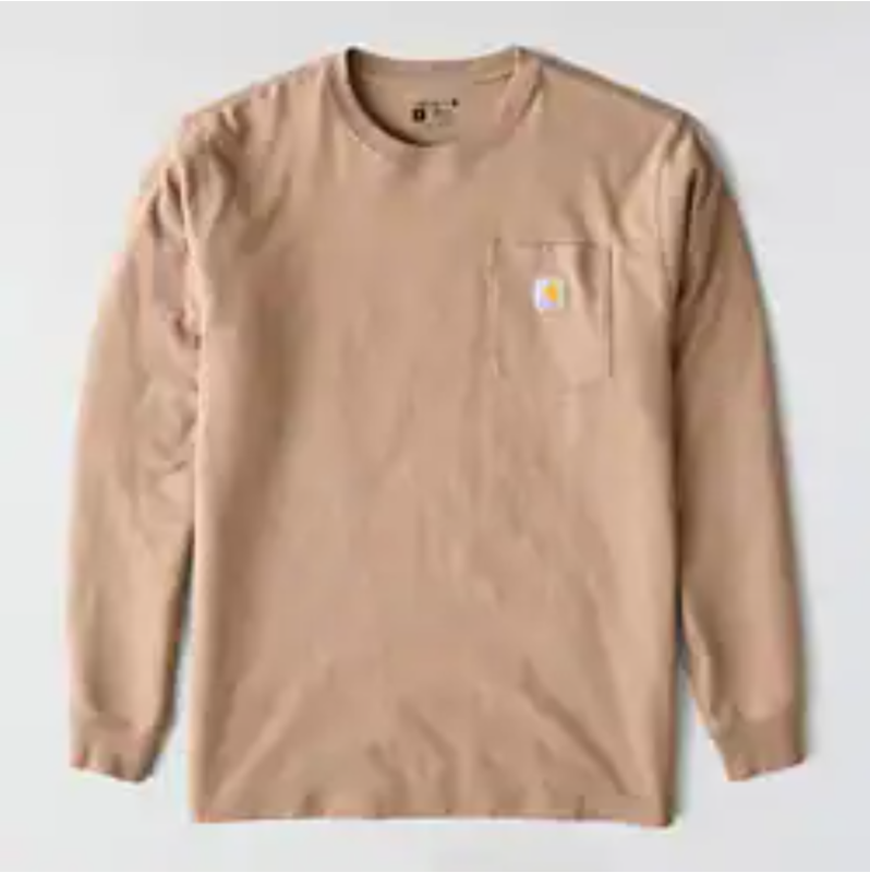 Loose Fit Heavyweight Long-Sleeve Pocket Deer Graphic T-Shirt - Soft Sepia Heather