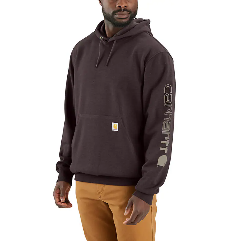 K288 Loose Fit Midweight Logo Sleeve Graphic Hoodie - Dark Sepia