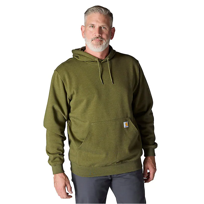 K288 Loose Fit Midweight Logo Sleeve Graphic Hoodie - Dark Bronzed Green Heather