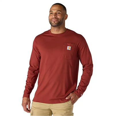 Carhartt force® relaxed fit midweight long-sleeve pocket t-shirt - Dark Spice Red Heather