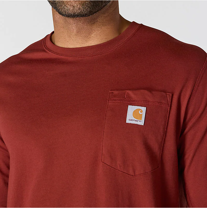 Carhartt force® relaxed fit midweight long-sleeve pocket t-shirt - Dark Spice Red Heather