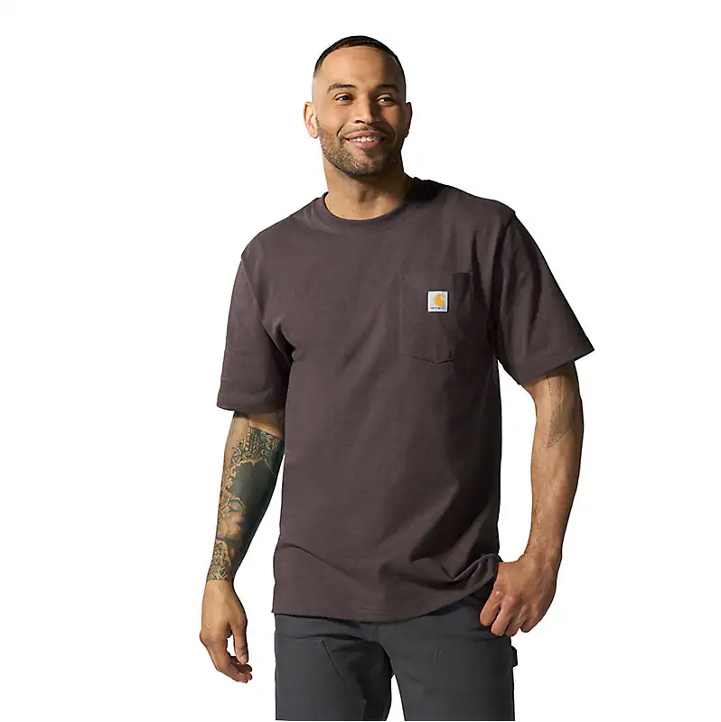K87 - Loose Fit Heavyweight Pocket Tee- Dark Sepia Heather