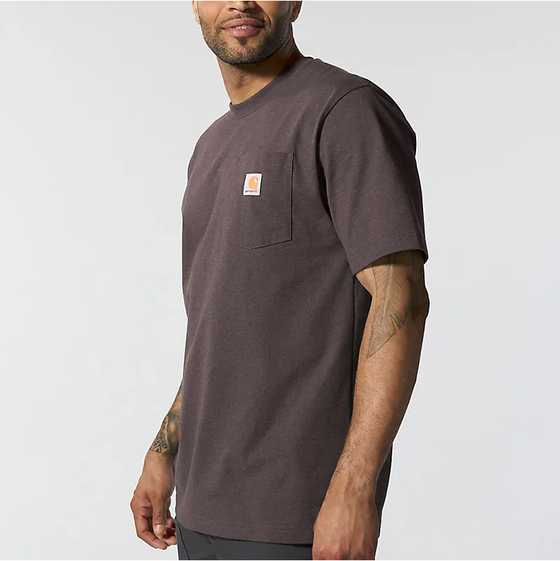 K87 - Loose Fit Heavyweight Pocket Tee- Dark Sepia Heather