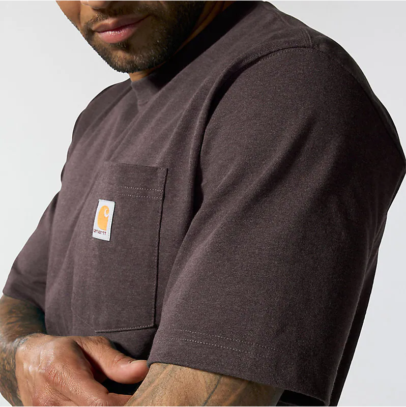 K87 - Loose Fit Heavyweight Pocket Tee- Dark Sepia Heather