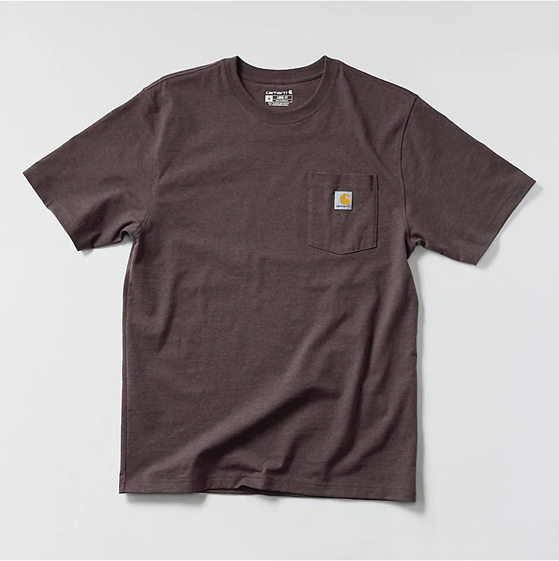 K87 - Loose Fit Heavyweight Pocket Tee- Dark Sepia Heather