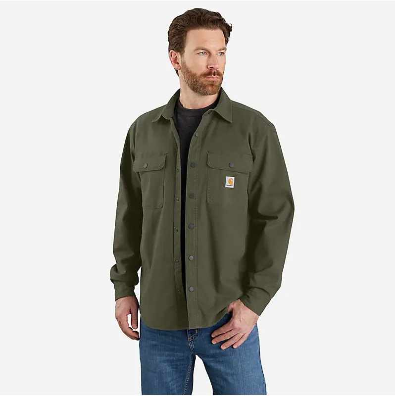 Rugged Flex® Relaxed Fit Canvas Fleece-Lined Shirt Jac- Khaki Vintage Camo