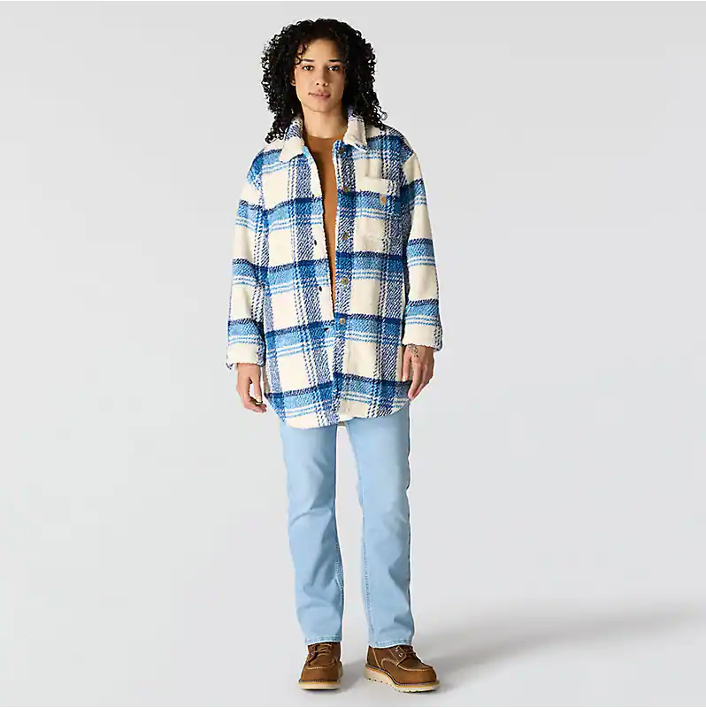 Women's LooseFit Fleece Shirt Jacket- Horizon Blue