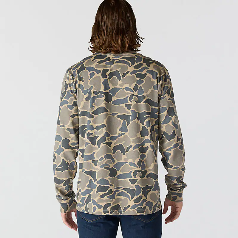 Relaxed Fit HW L/S Pocket Logo Graphic Tee- Khaki/Camo