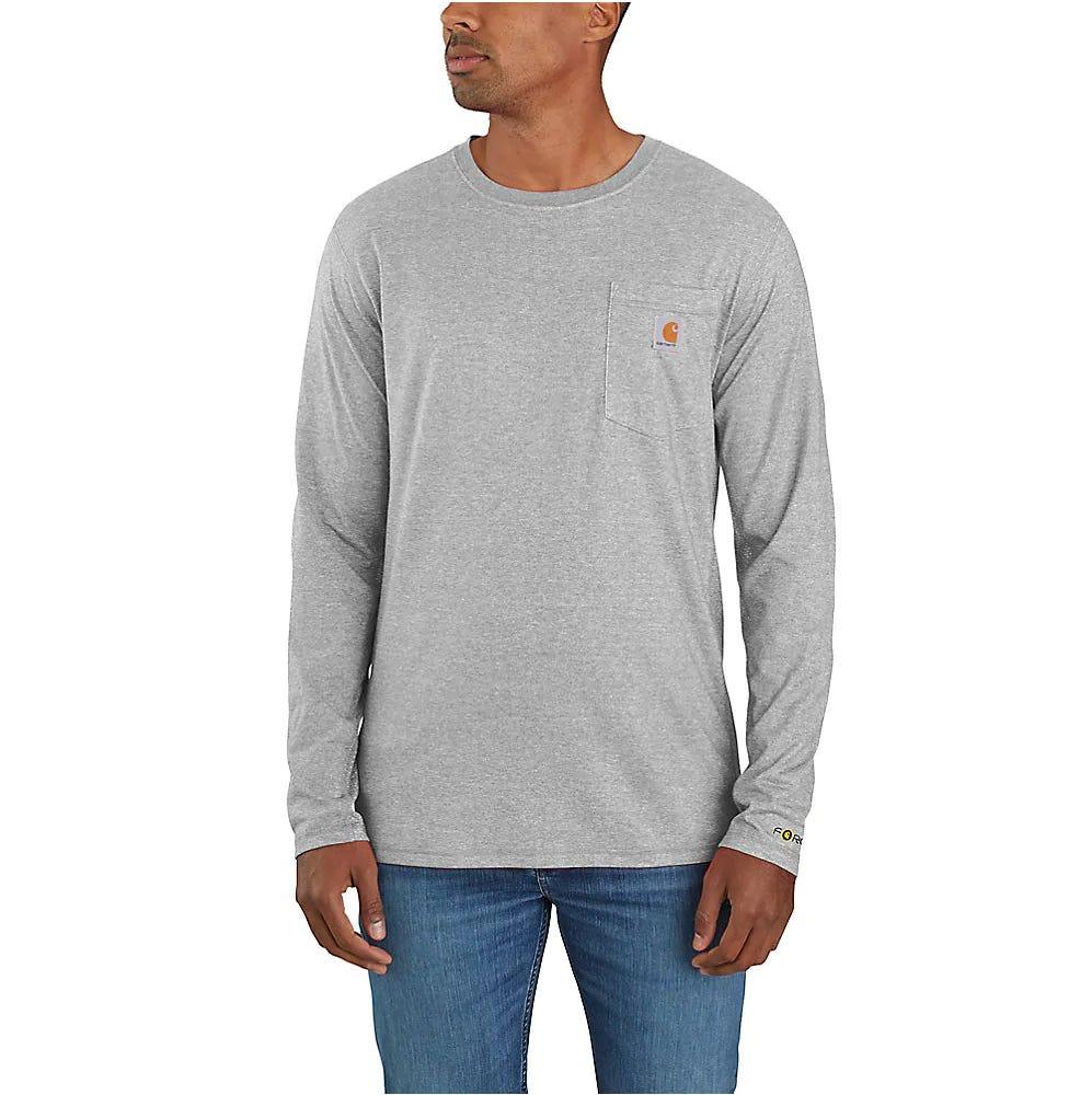 Carhartt force® relaxed fit midweight long-sleeve pocket t-shirt- Heather Grey - Purpose-Built / Home of the Trades