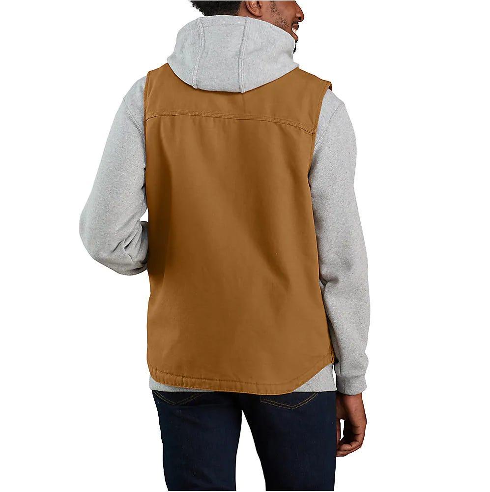 Men's 104277 Washed Duck Sherpa Lined Mock Vest - Brown - Purpose-Built / Home of the Trades