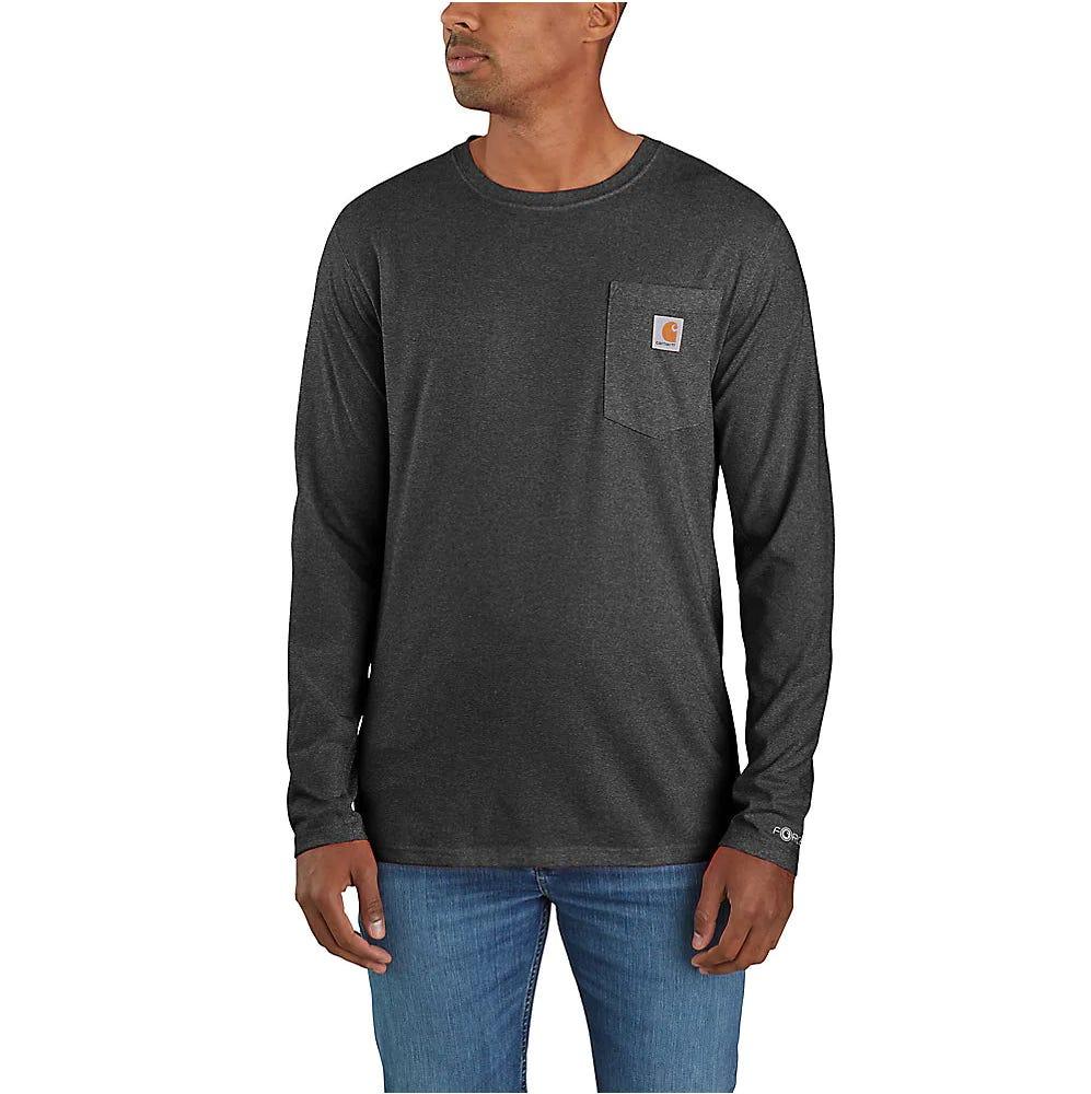 Carhartt force® relaxed fit midweight long-sleeve pocket t-shirt - Carbon Heather - Purpose-Built / Home of the Trades