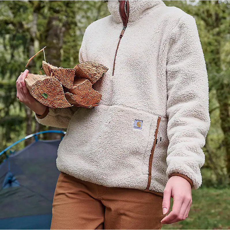 Women's Loose Fit Fleece Pullover - Oat Milk/Carhartt Brown