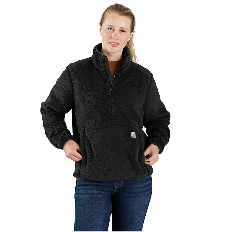 Women's Loose Fit Fleece Pullover - Black/Black