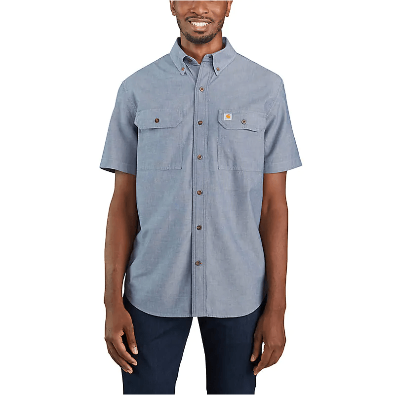 Loose fit midweight chambray short-sleeve shirt - Denim - Purpose-Built / Home of the Trades