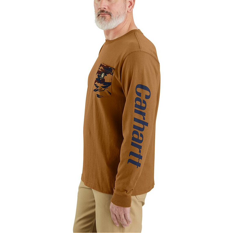 Relaxed Fit Heavyweight Long-Sleeve Pocket Camo Graphic T-Shirt - Carhartt Brown