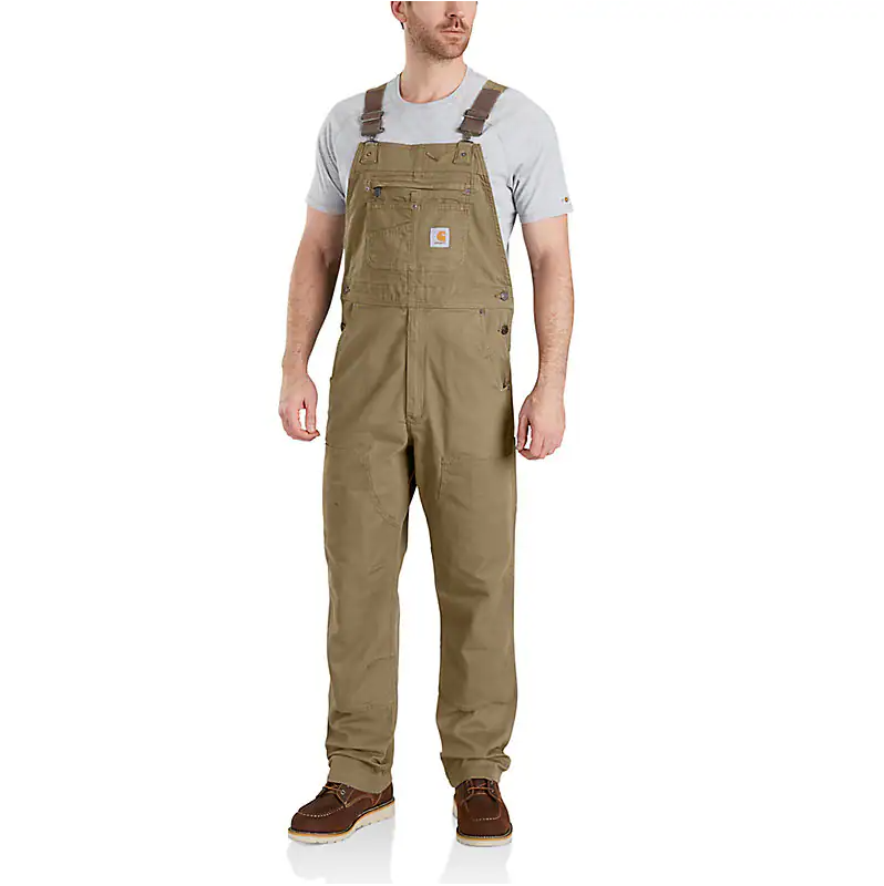 Rugged Flex Relaxed Fit Canvas Bib Overall - Dark Khaki