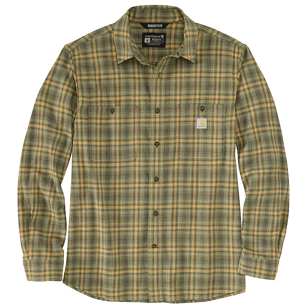 105949 - Rugged flex® relaxed fit lightweight long-sleeve plaid shirt - Chive/Peat