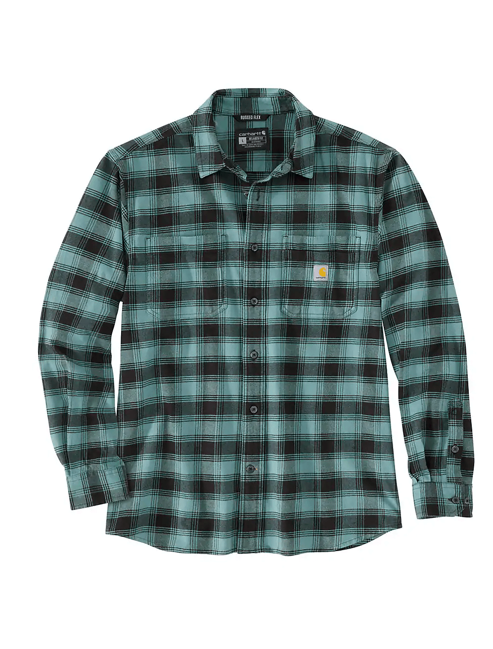 105945 - Rugged flex® relaxed fit midweight flannel long-sleeve plaid shirt - Sea Pine/Black - Purpose-Built / Home of the Trades