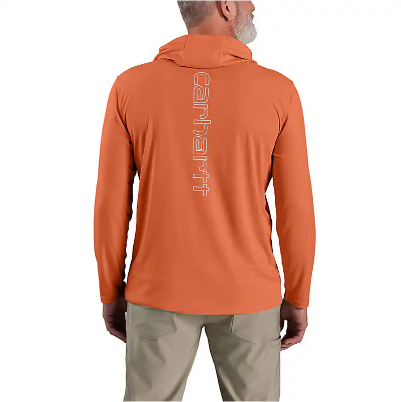 Spring 2024 Force Sun Defender Lightweight Long-Sleeve Hooded Logo Graphic T-Shirt - Sedona Orange