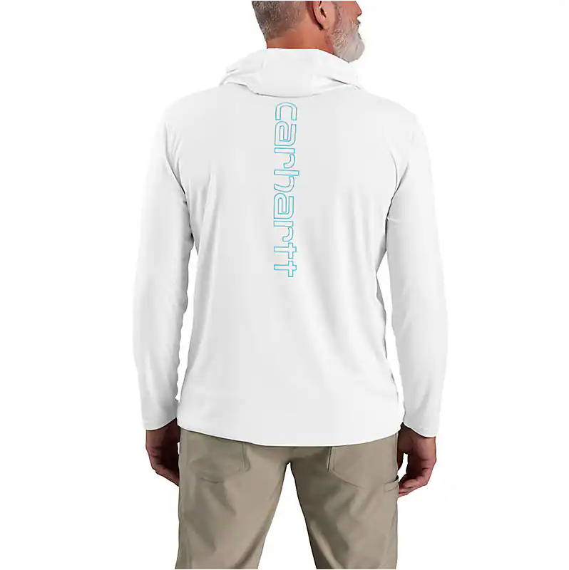 Spring 2024 Force Sun Defender Lightweight Long-Sleeve Hooded Logo Graphic T-Shirt - White