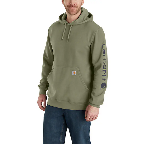 K288 Loose Fit Midweight Logo Sleeve Graphic Hoodie - Dusty Olive/Navy