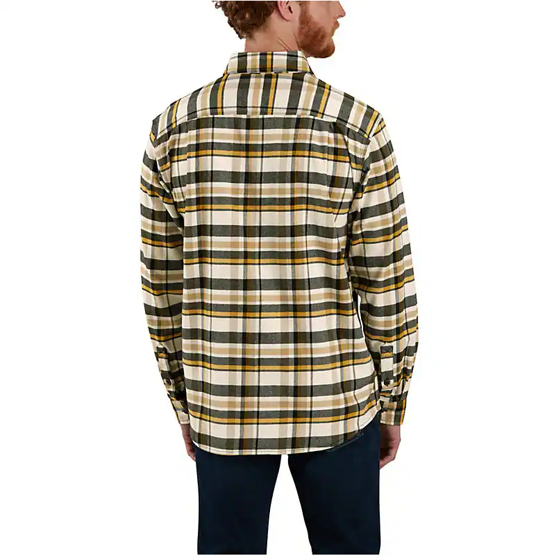 Rugged Flex Relaxed Fit Midweight Flannel Long-Sleeve Plaid Shirt - Malt