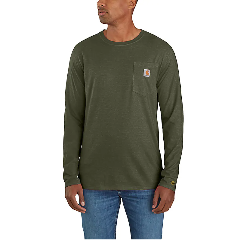 Carhartt force® relaxed fit midweight long-sleeve pocket t-shirt - Basil Heather