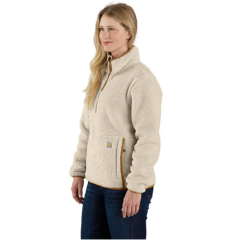 Women's Loose Fit Fleece Pullover - Oat Milk/Carhartt Brown