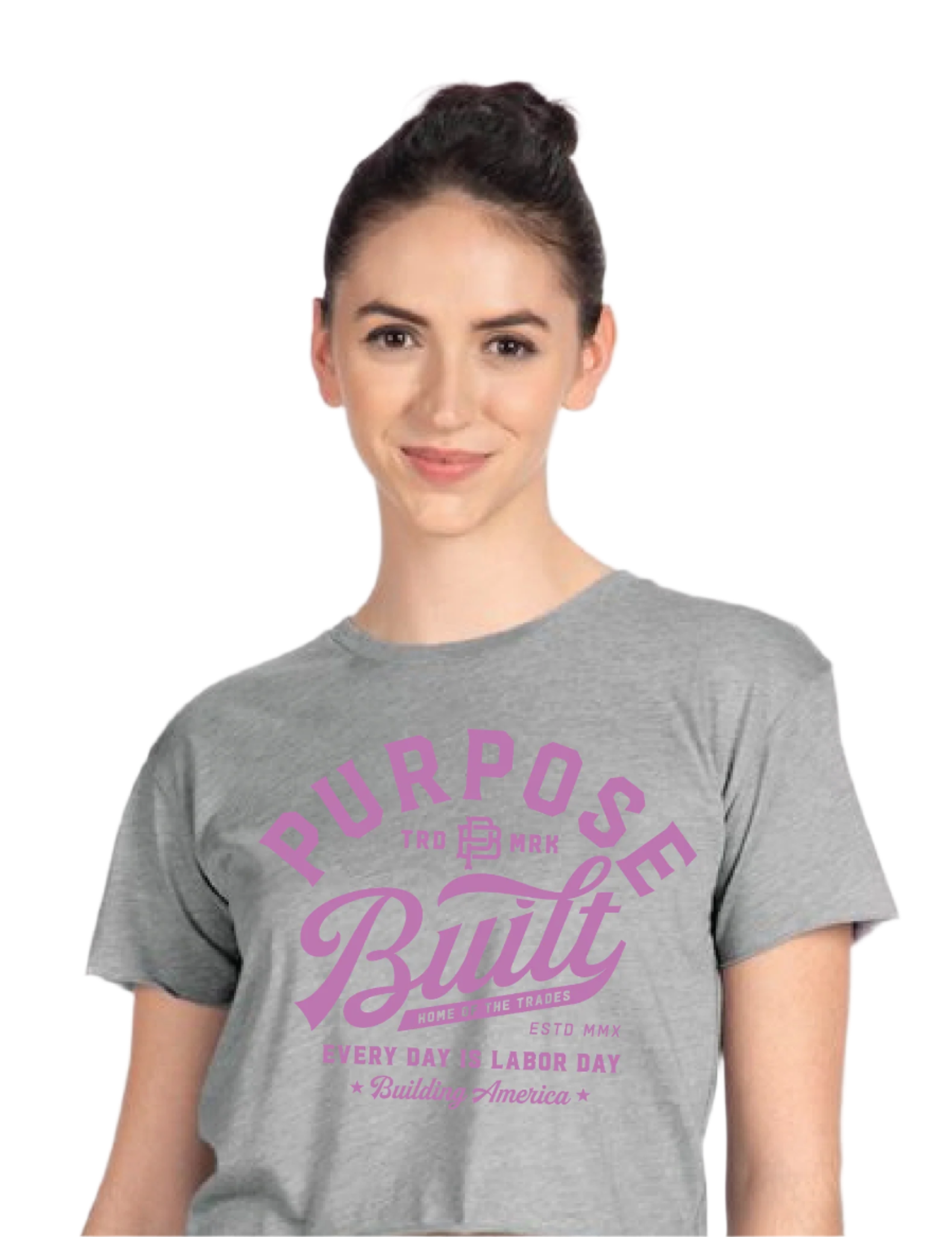 Script Crop Tee, Grey