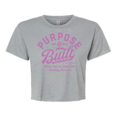 Script Crop Tee, Grey