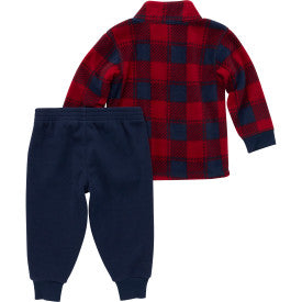 Infant Boys Long Sleeve Micro Fleece Printed Sweatshirt and Pant Set - Navy Blazer