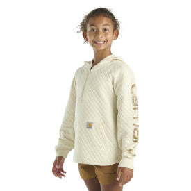 Youth Girls Long-Sleeve Quilted Jersey 1/2 Zip Sweatshirt - Turtledove