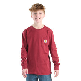 Youth Boys Long-Sleeve Pocket T-shirt - Tibetan Red