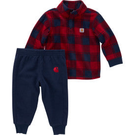 Infant Boys Long Sleeve Micro Fleece Printed Sweatshirt and Pant Set - Navy Blazer