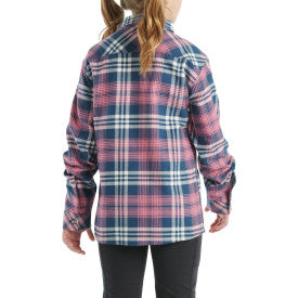 Youth Girls Long-Sleeve Flannel Button-Front Shirt - Dark Denim