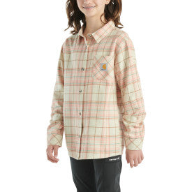 Youth Girls Long-Sleeve Flannel Button-Front Shirt - Malt