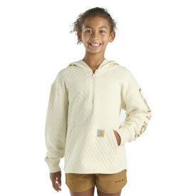 Youth Girls Long-Sleeve Quilted Jersey 1/2 Zip Sweatshirt - Turtledove