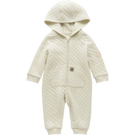 Infant Long Sleeve Quilted Jersey Zip Front Hooded Coverall - Turtledove