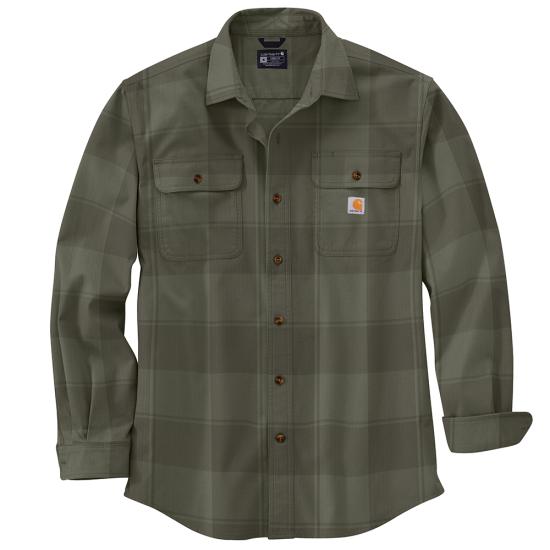 Coming Soon Fall 2024 Loose Fit Heavyweight Flannel Long-Sleeve Plaid Shirt - Dusty Olive