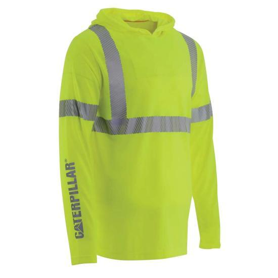 Men's ANSI Hi-Vis UPF Hooded Long Sleeve T-Shirt - HiVis Yellow - Purpose-Built / Home of the Trades