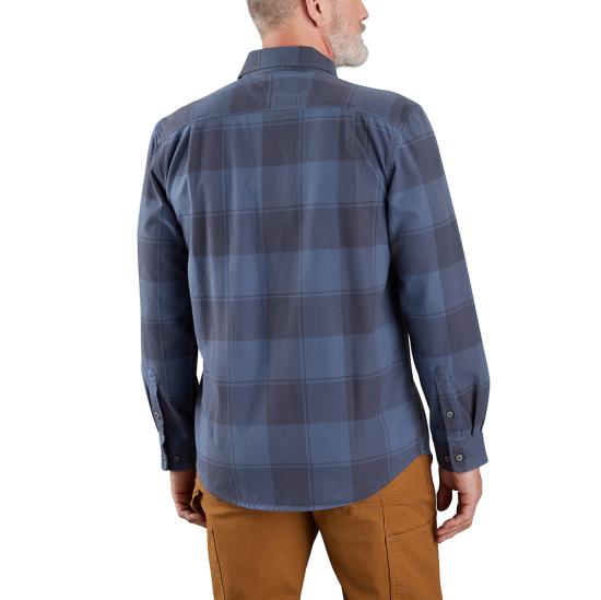 Coming Soon Fall 2024 Loose Fit Heavyweight Flannel Long-Sleeve Plaid Shirt - Navy