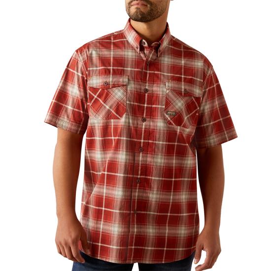 Made Tough Durastretch Work Shirt, Short Sleeve, Chili Oil