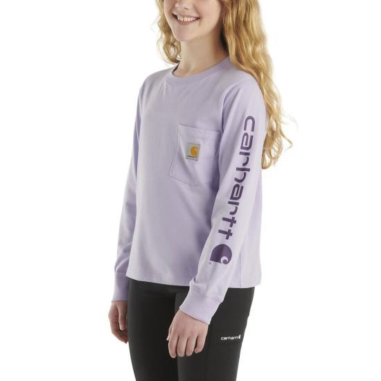 Youth Long-Sleeve Pocket Logo T-Shirt - Lavender
