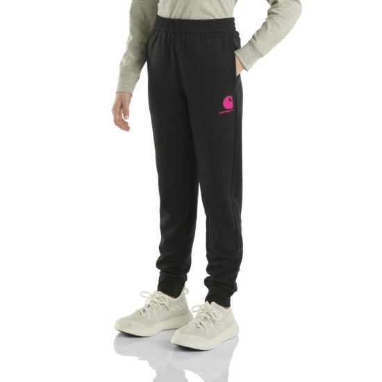 Youth Girl's Fleece Logo Sweatpants - Black/Pink - Purpose-Built / Home of the Trades