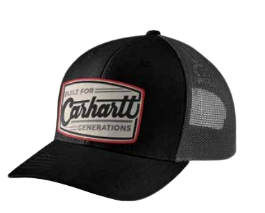 Canvas Mesh-Back Built Patch Cap, Black