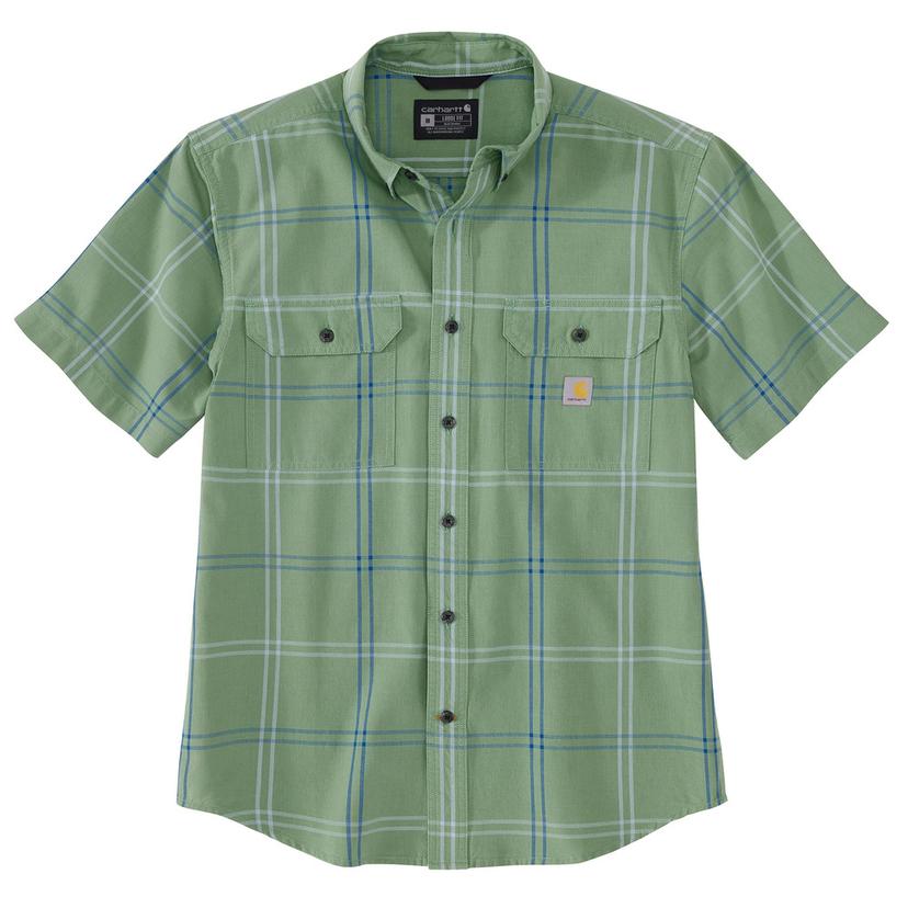 Loose Fit Midweight Short-Sleeved Plaid Shirt - Loden Frost