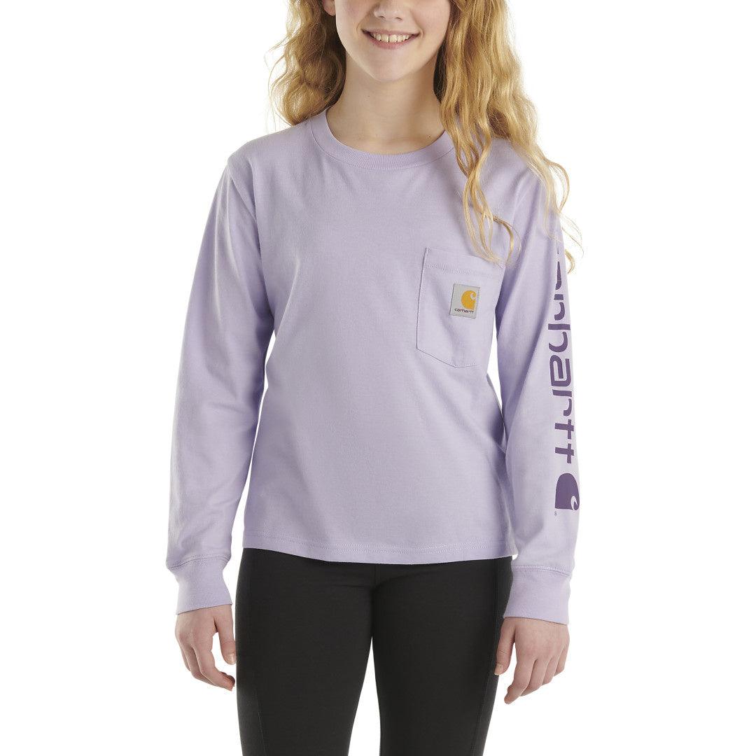 Youth Long-Sleeve Graphic Pocket T-Shirt - Lavender - Purpose-Built / Home of the Trades