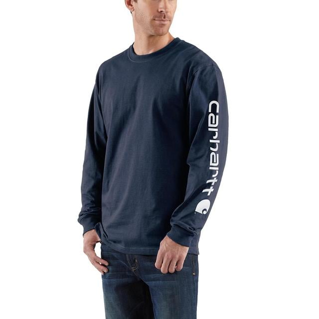 K231 - Loose fit heavyweight long-sleeve logo sleeve graphic t-shirt - Navy/White
