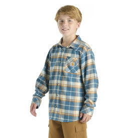 Youth Long Sleeve Flannel Button-Front Shirt - Real Teal